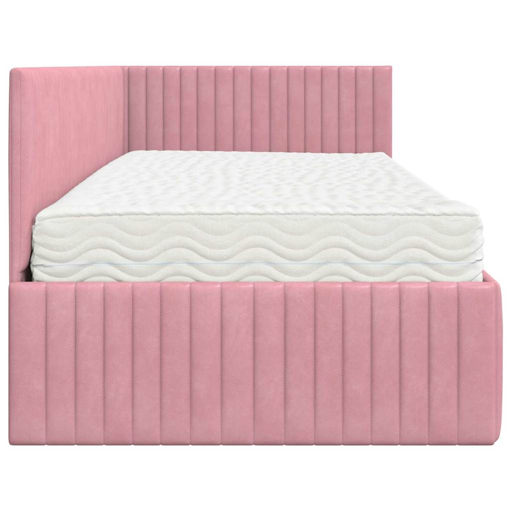 Hoekbedframe met Matras met hoofdeinde 2 pcs Grijs Fluweel is nu te koop bij PeponiXL, paradijselijk wonen!