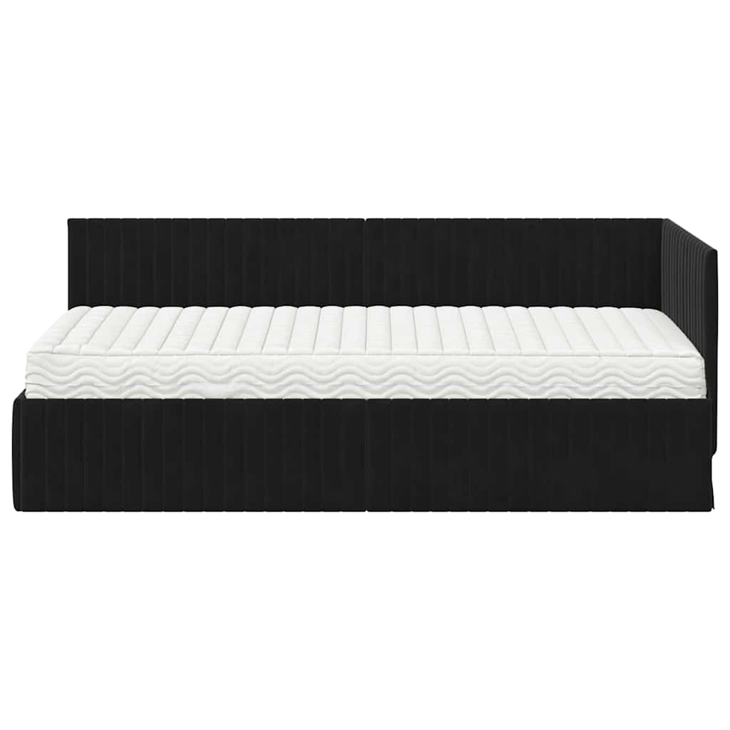 Hoekbedframe met Matras met hoofdeinde 2 pcs Zwart Fluweel is nu te koop bij PeponiXL, paradijselijk wonen!