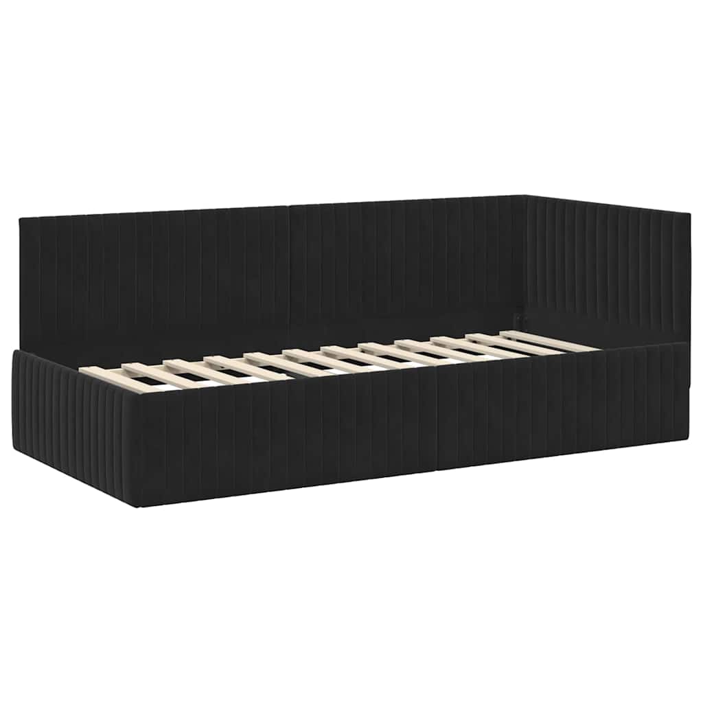 Hoekbedframe met Matras met hoofdeinde 2 pcs Zwart Fluweel is nu te koop bij PeponiXL, paradijselijk wonen!