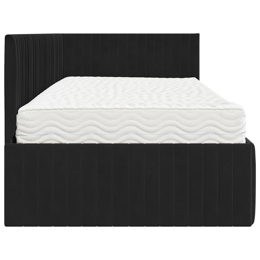 Hoekbedframe met Matras met hoofdeinde 2 pcs Zwart Fluweel is nu te koop bij PeponiXL, paradijselijk wonen!