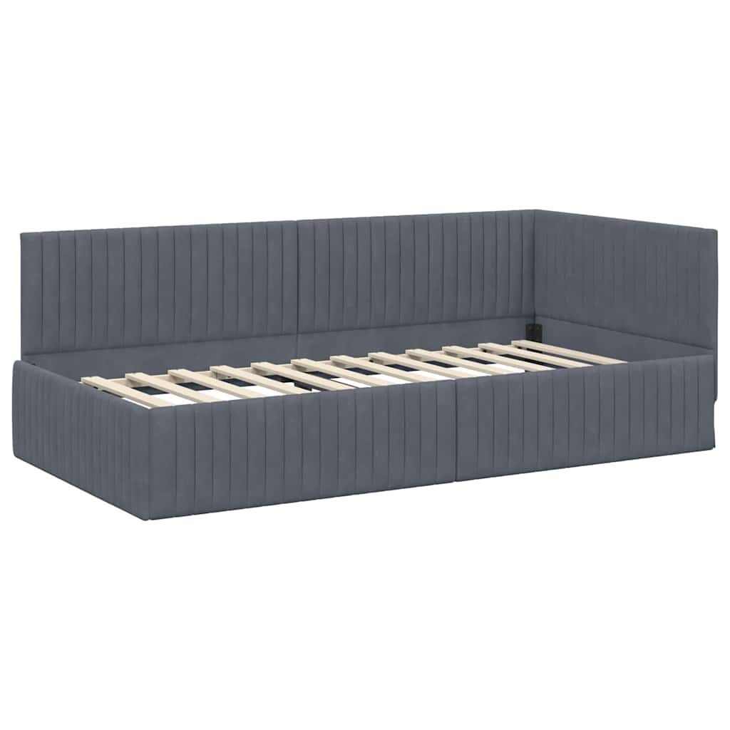 Hoekbedframe met Matras met hoofdeinde 2 pcs Grijs Fluweel is nu te koop bij PeponiXL, paradijselijk wonen!