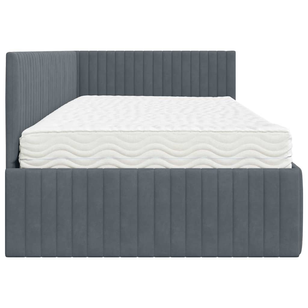 Hoekbedframe met Matras met hoofdeinde 2 pcs Grijs Fluweel is nu te koop bij PeponiXL, paradijselijk wonen!