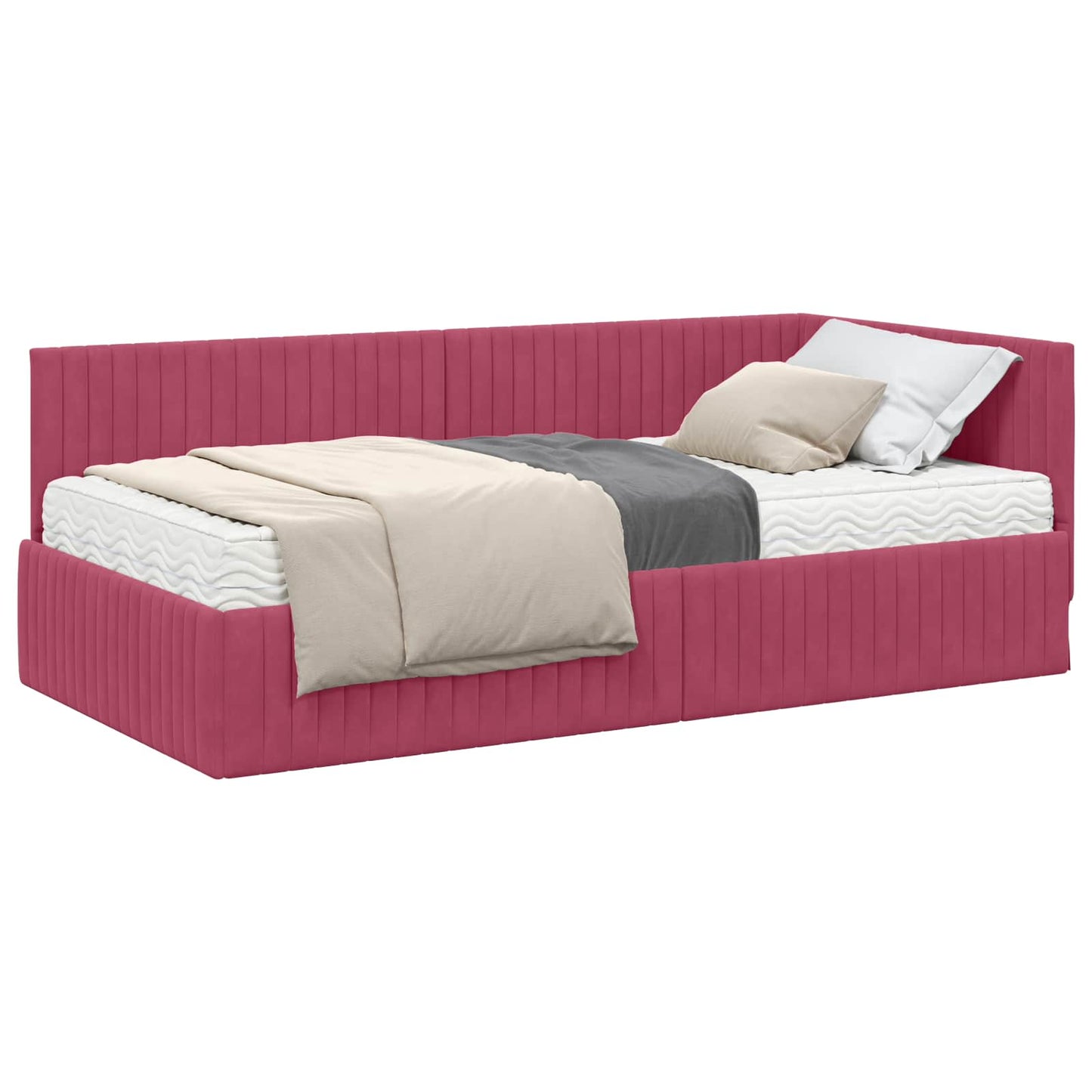 Hoekbedframe met Matras met hoofdeinde 2 pcs Groen Fluweel is nu te koop bij PeponiXL, paradijselijk wonen!