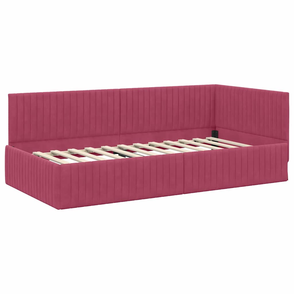 Hoekbedframe met Matras met hoofdeinde 2 pcs Groen Fluweel is nu te koop bij PeponiXL, paradijselijk wonen!