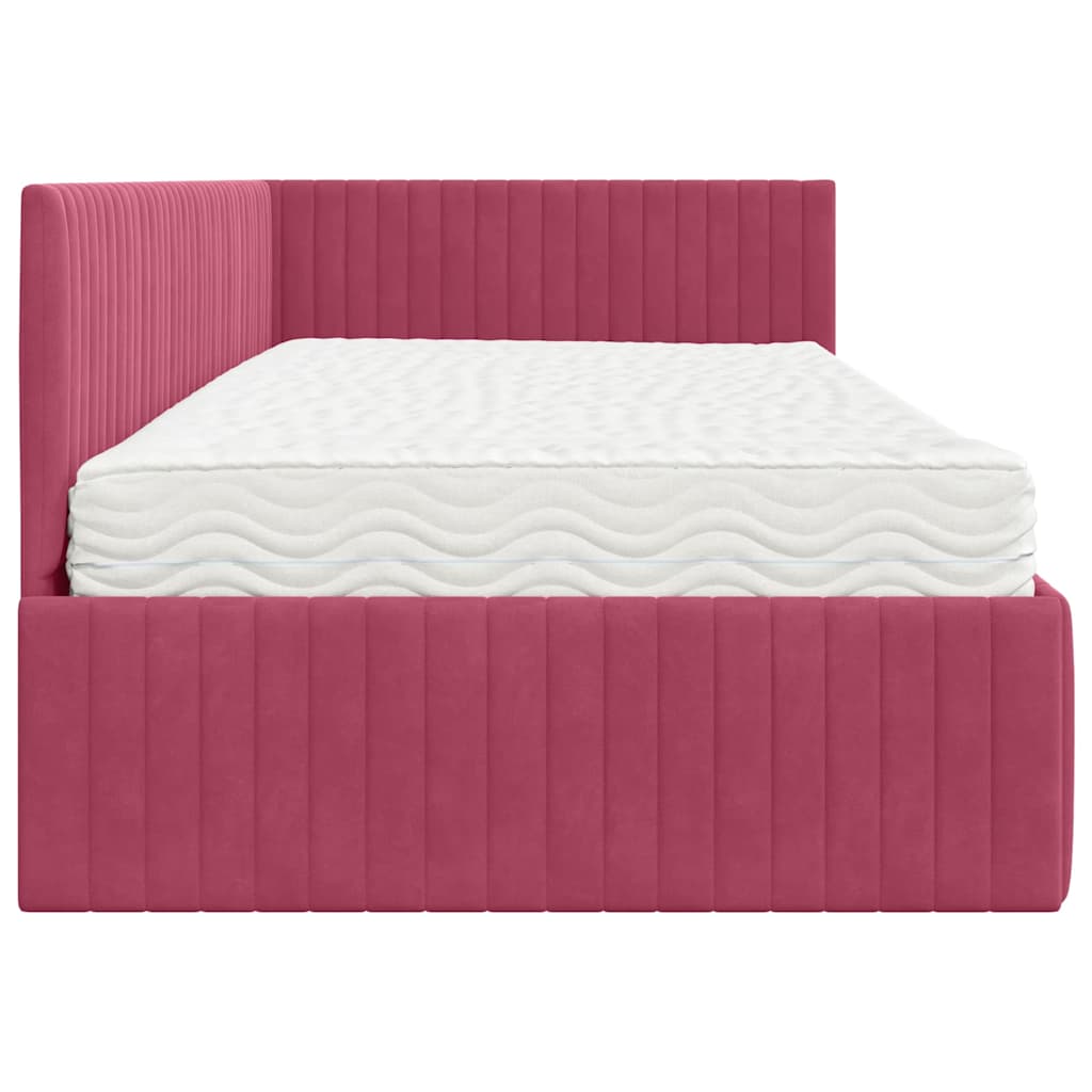 Hoekbedframe met Matras met hoofdeinde 2 pcs Groen Fluweel is nu te koop bij PeponiXL, paradijselijk wonen!