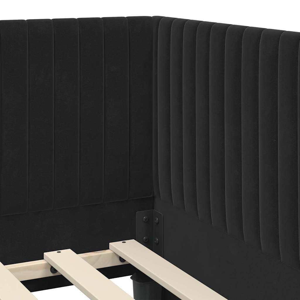 Hoekbedframe met Matras met hoofdeinde 2 pcs Zwart Fluweel is nu te koop bij PeponiXL, paradijselijk wonen!