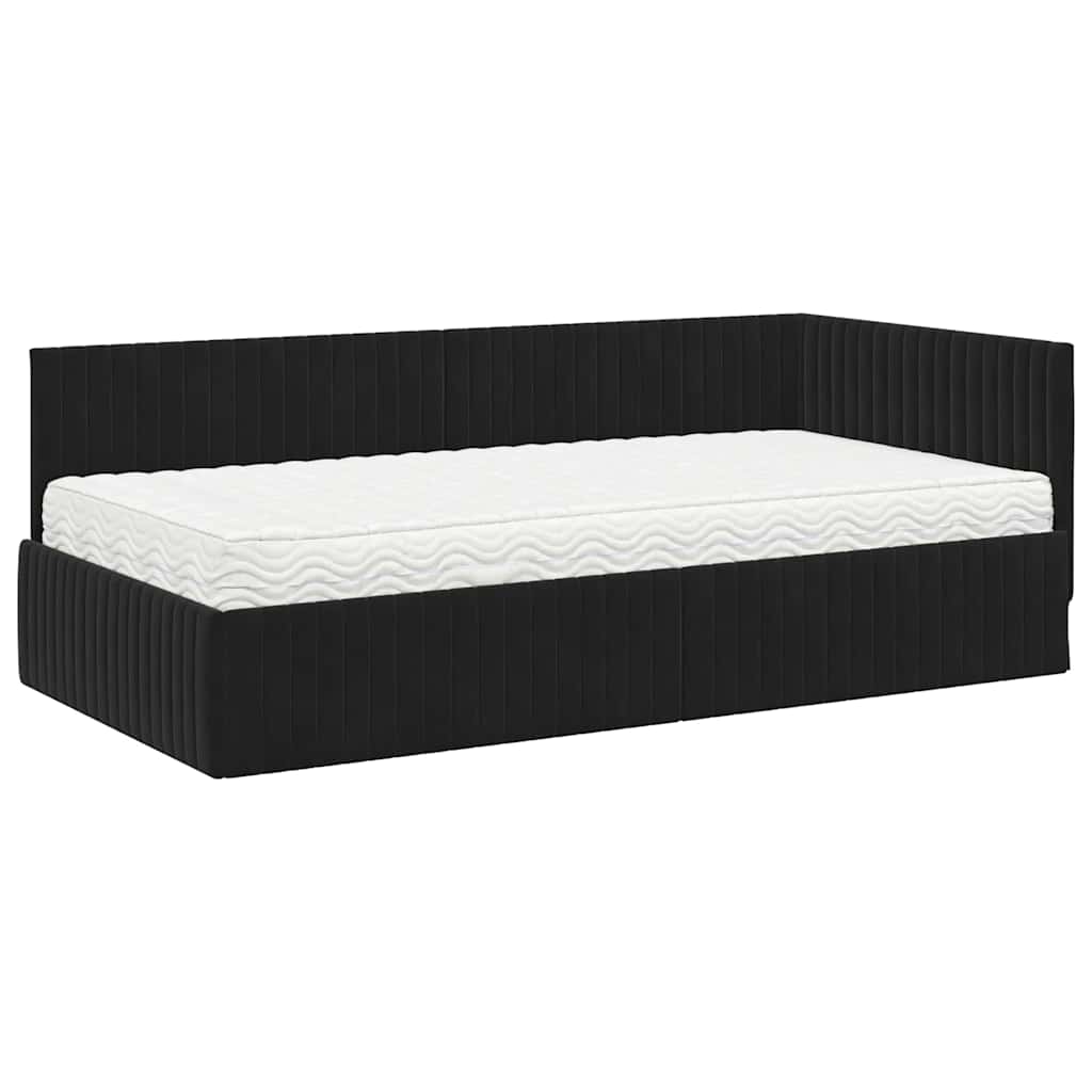 Hoekbedframe met Matras met hoofdeinde 2 pcs Zwart Fluweel is nu te koop bij PeponiXL, paradijselijk wonen!