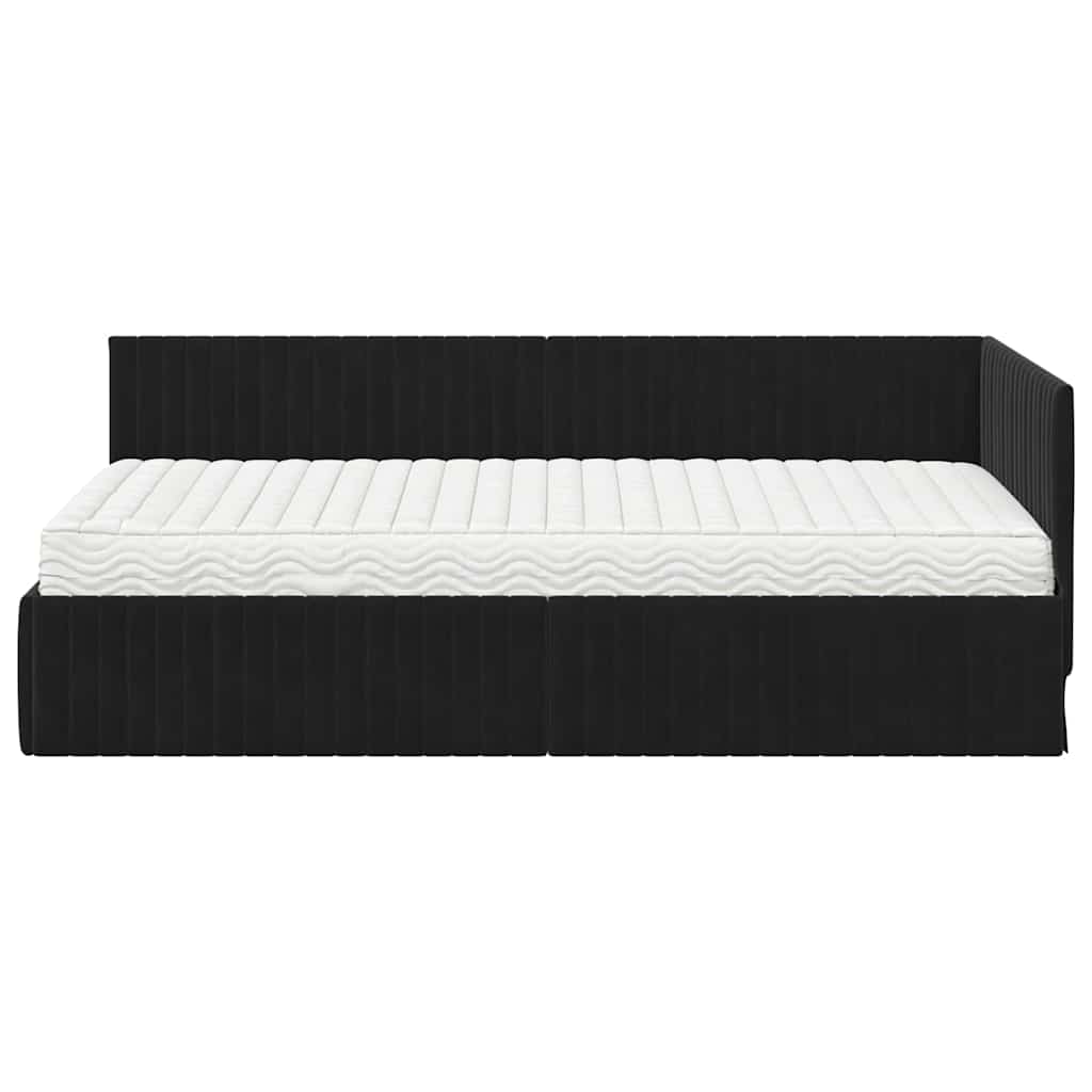 Hoekbedframe met Matras met hoofdeinde 2 pcs Zwart Fluweel is nu te koop bij PeponiXL, paradijselijk wonen!