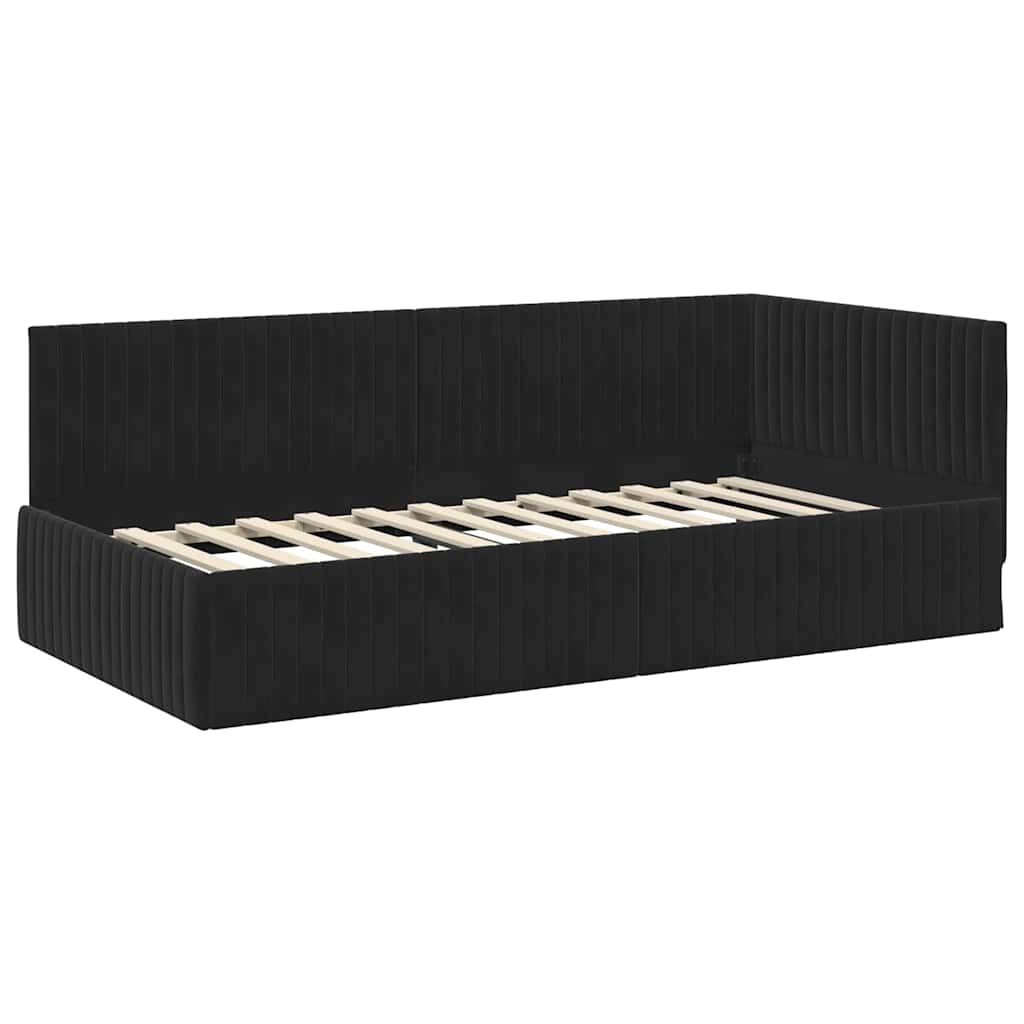 Hoekbedframe met Matras met hoofdeinde 2 pcs Zwart Fluweel is nu te koop bij PeponiXL, paradijselijk wonen!