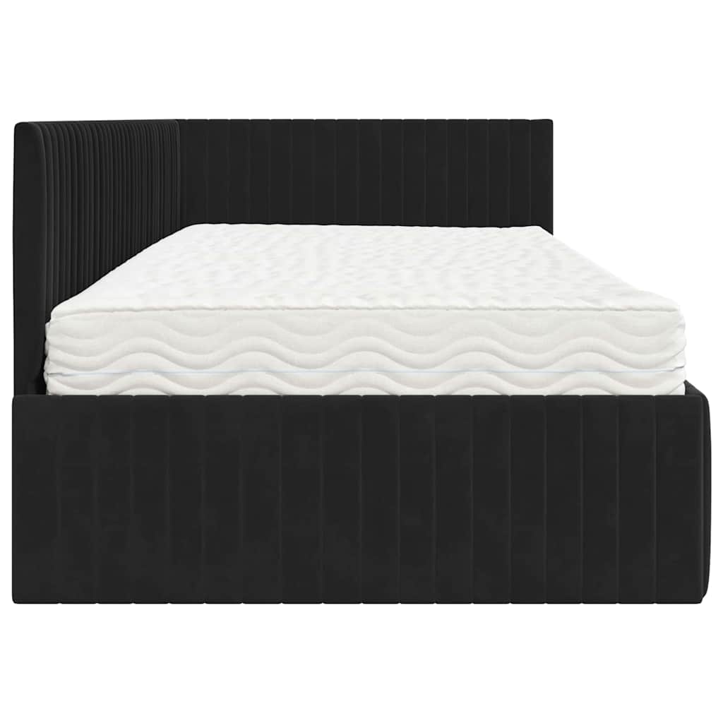Hoekbedframe met Matras met hoofdeinde 2 pcs Zwart Fluweel is nu te koop bij PeponiXL, paradijselijk wonen!