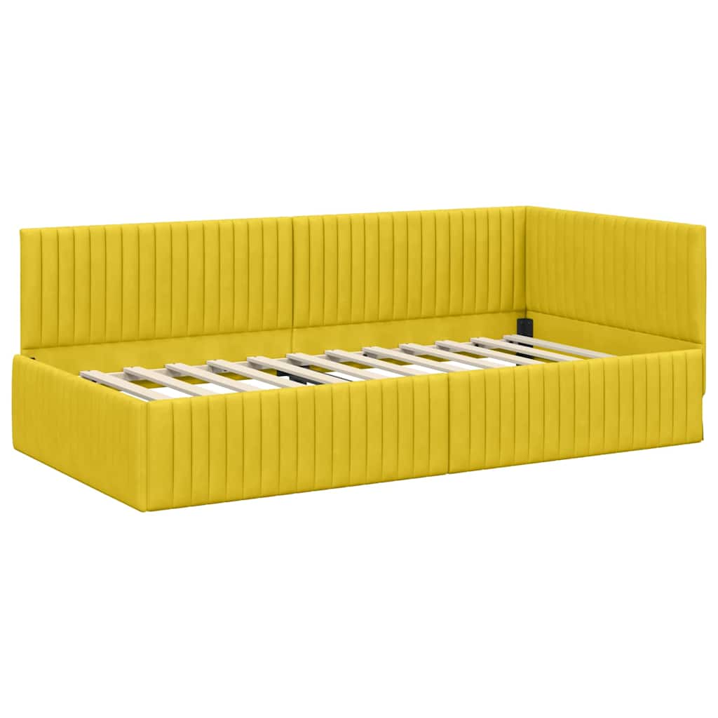 Hoekbedframe met Matras met hoofdeinde 2 pcs Geel Fluweel is nu te koop bij PeponiXL, paradijselijk wonen!