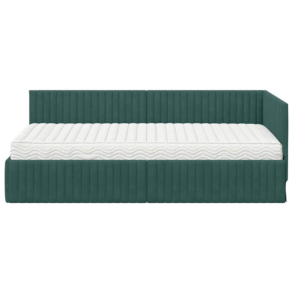 Hoekbedframe met Matras met hoofdeinde 2 pcs Groen Fluweel is nu te koop bij PeponiXL, paradijselijk wonen!