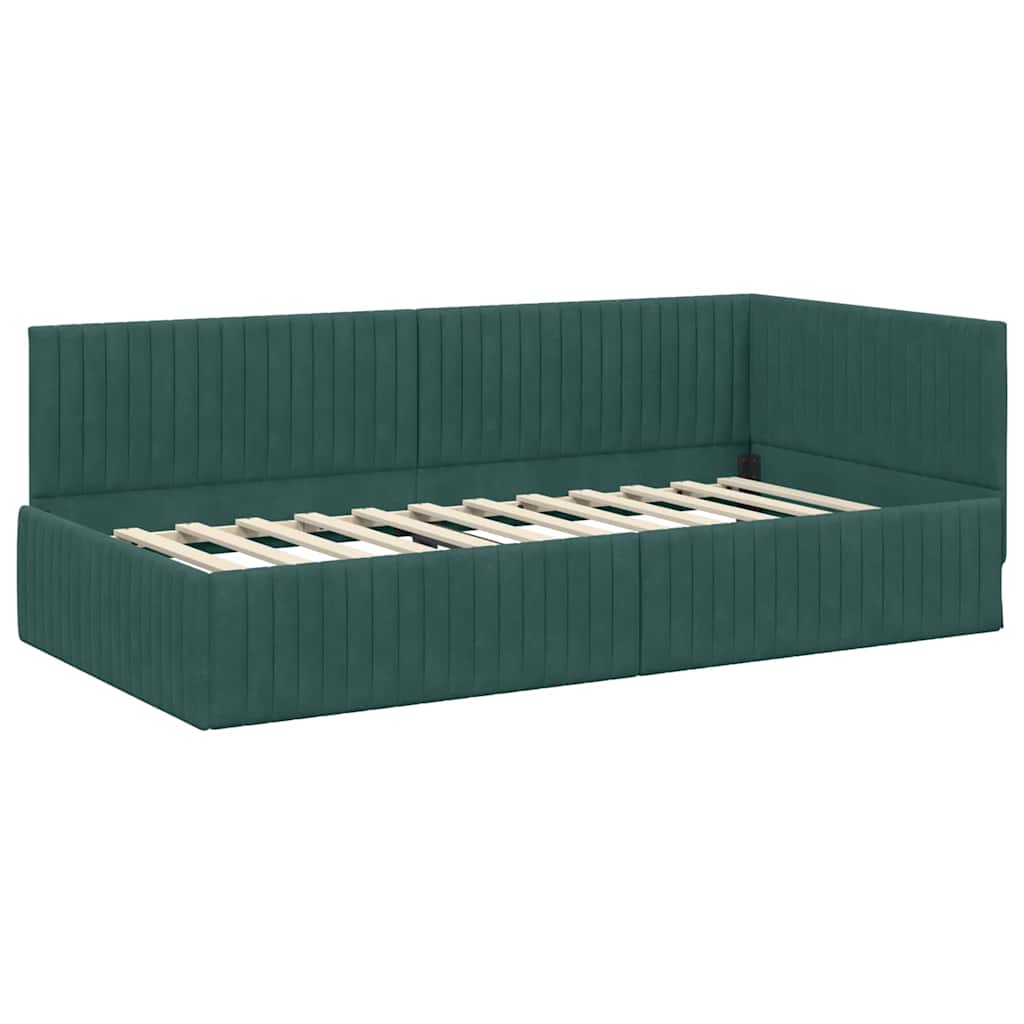 Hoekbedframe met Matras met hoofdeinde 2 pcs Groen Fluweel is nu te koop bij PeponiXL, paradijselijk wonen!