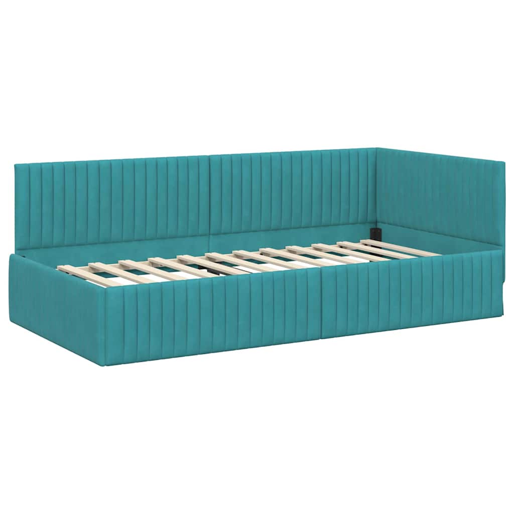 Hoekbedframe met Matras met hoofdeinde 2 pcs Turquoise Fluweel is nu te koop bij PeponiXL, paradijselijk wonen!