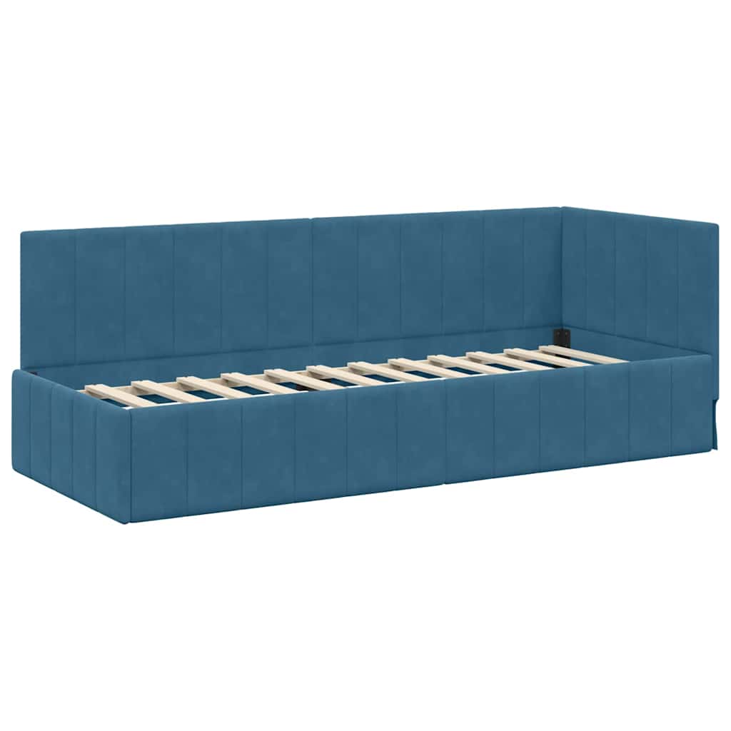 Hoekbedframe met Matras met hoofdeinde 2 pcs Blauw Fluweel is nu te koop bij PeponiXL, paradijselijk wonen!