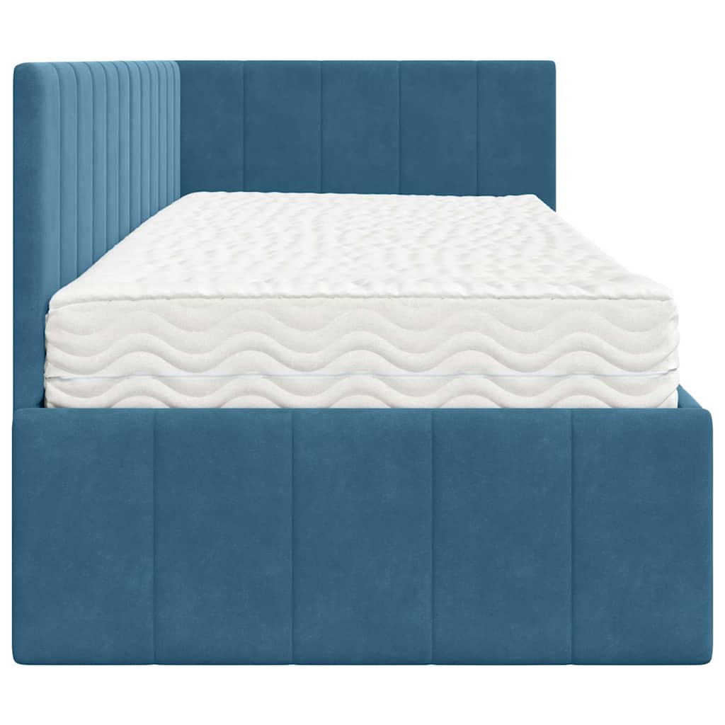Hoekbedframe met Matras met hoofdeinde 2 pcs Blauw Fluweel is nu te koop bij PeponiXL, paradijselijk wonen!