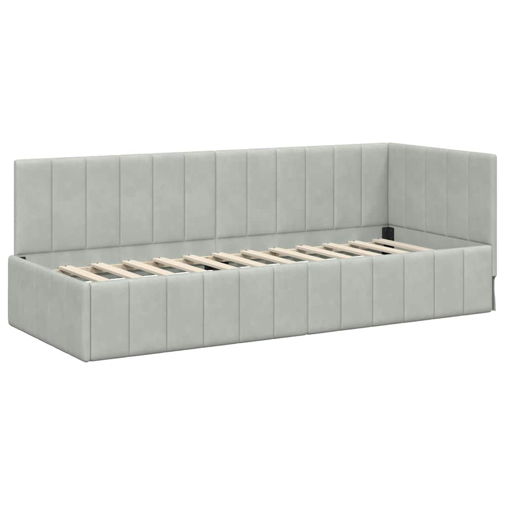 Hoekbedframe met Matras met matras 2 pcs Lichtgrijs Fluweel is nu te koop bij PeponiXL, paradijselijk wonen!