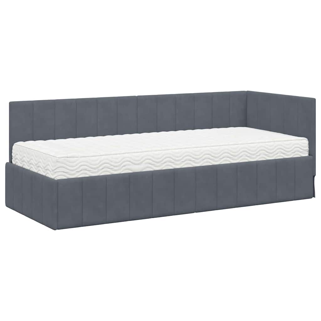 Hoekbedframe met Matras met matras 2 pcs Grijs Fluweel is nu te koop bij PeponiXL, paradijselijk wonen!