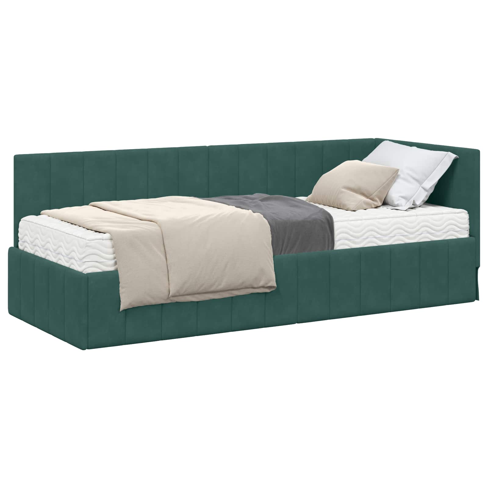 Hoekbedframe met Matras met hoofdeinde 2 pcs Groen Fluweel is nu te koop bij PeponiXL, paradijselijk wonen!