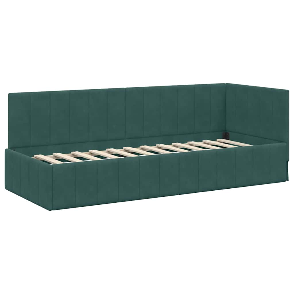 Hoekbedframe met Matras met hoofdeinde 2 pcs Groen Fluweel is nu te koop bij PeponiXL, paradijselijk wonen!