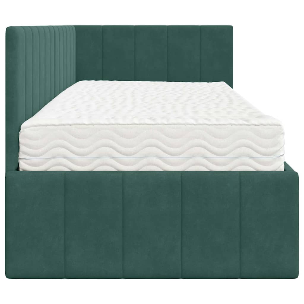 Hoekbedframe met Matras met hoofdeinde 2 pcs Groen Fluweel is nu te koop bij PeponiXL, paradijselijk wonen!