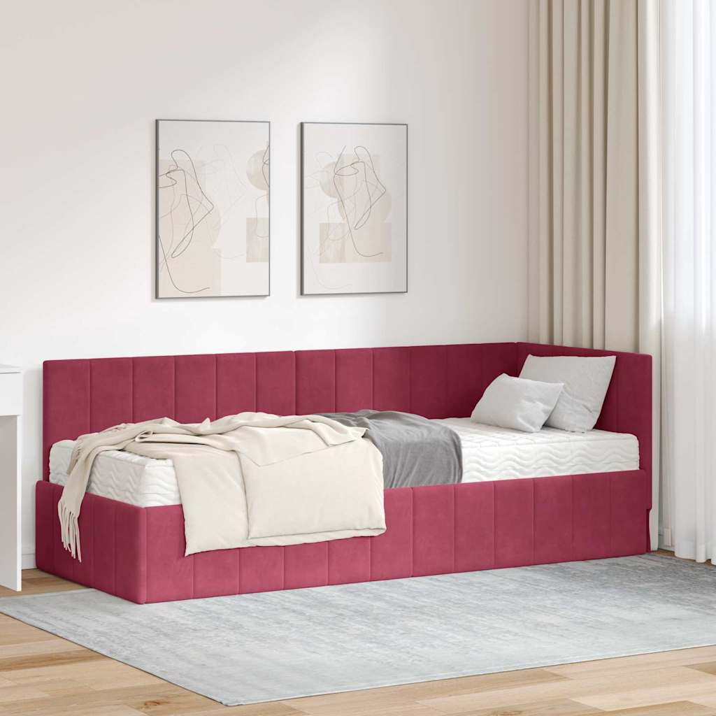 Hoekbedframe met Matras met hoofdeinde 2 pcs Groen Fluweel is nu te koop bij PeponiXL, paradijselijk wonen!