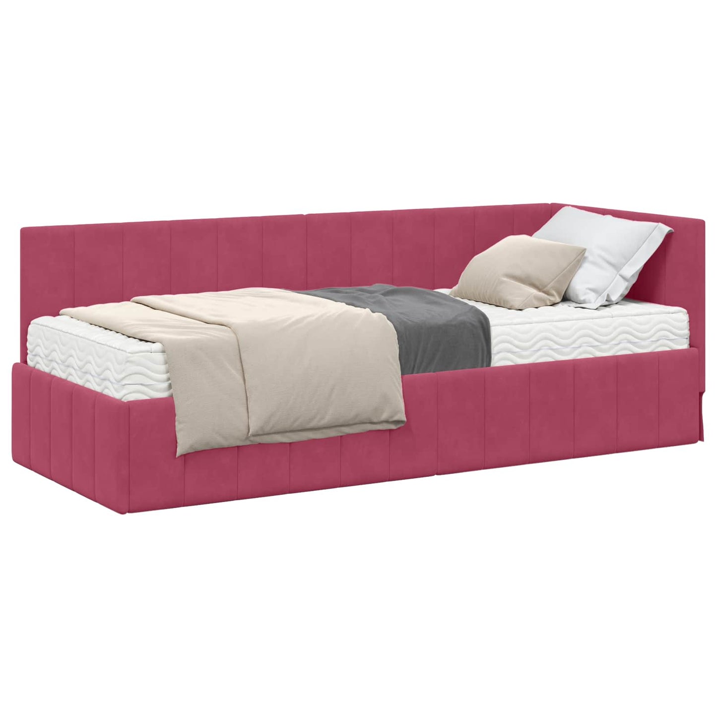 Hoekbedframe met Matras met hoofdeinde 2 pcs Groen Fluweel is nu te koop bij PeponiXL, paradijselijk wonen!