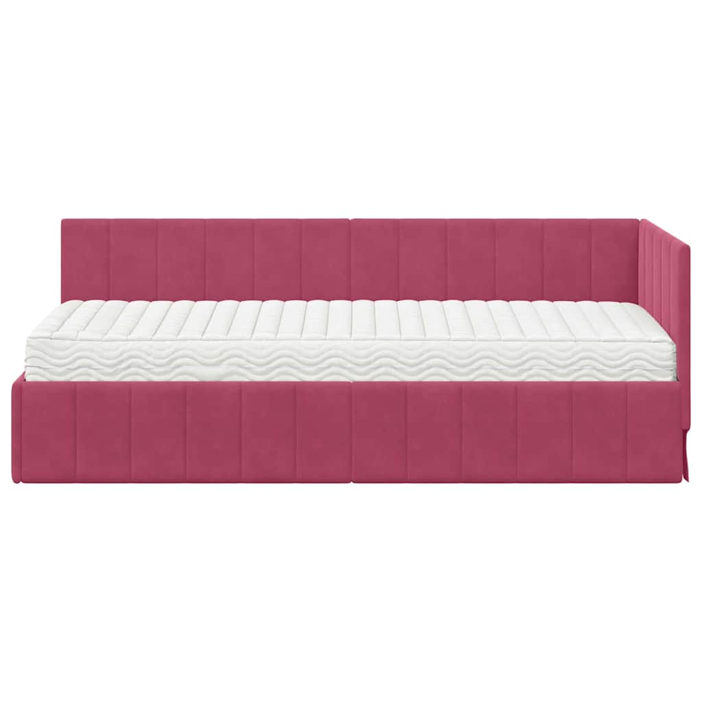 Hoekbedframe met Matras met hoofdeinde 2 pcs Groen Fluweel is nu te koop bij PeponiXL, paradijselijk wonen!