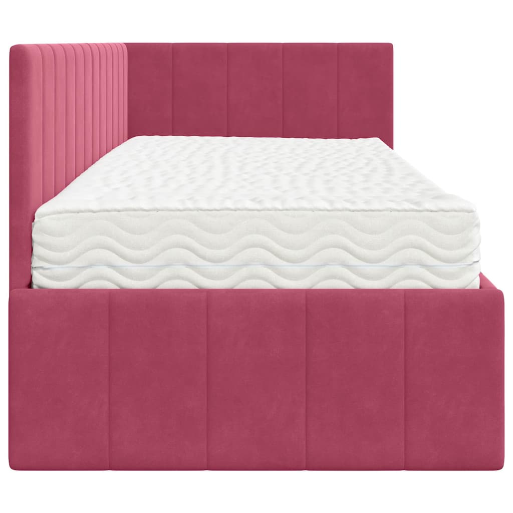 Hoekbedframe met Matras met hoofdeinde 2 pcs Groen Fluweel is nu te koop bij PeponiXL, paradijselijk wonen!