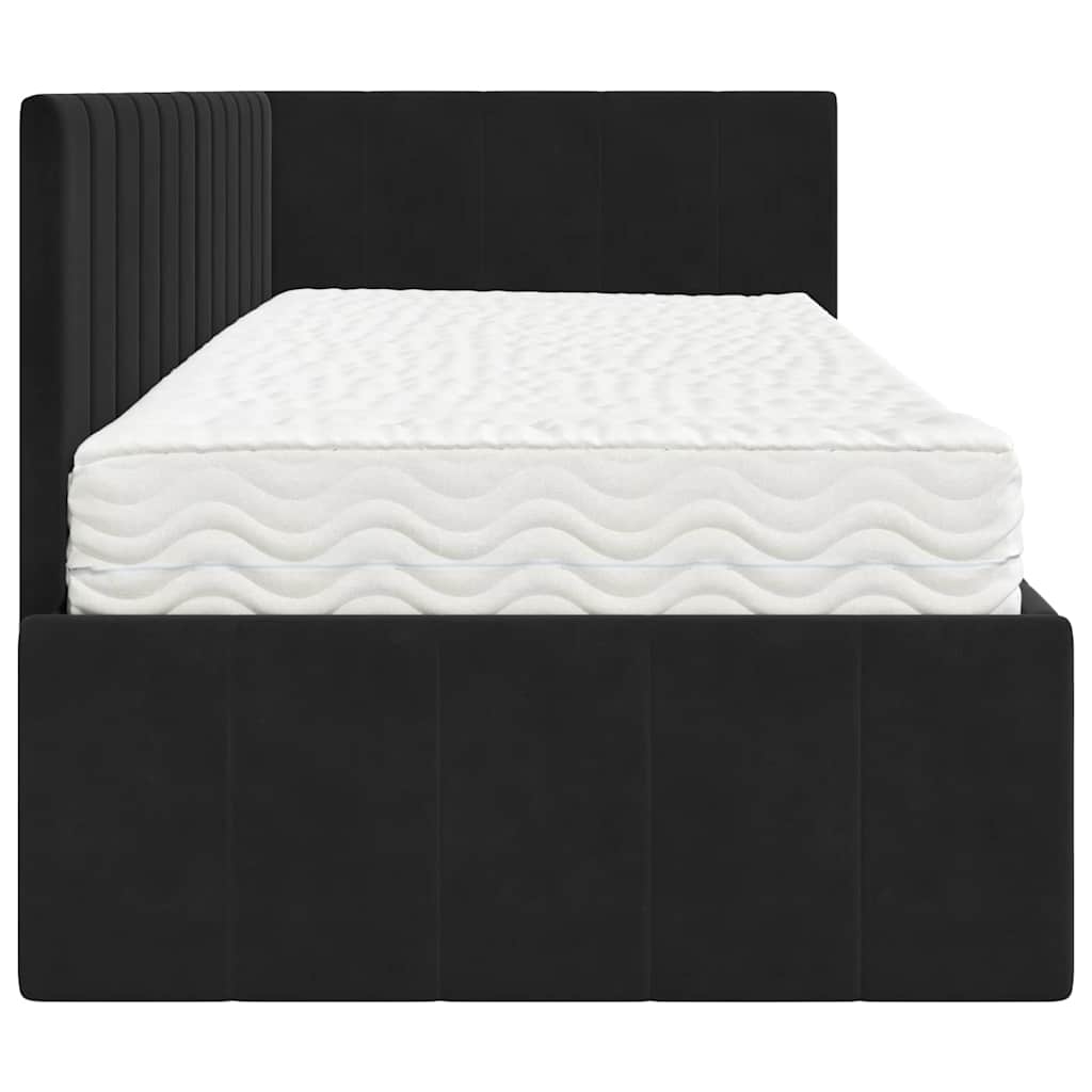 Hoekbedframe met Matras met matras 2 pcs Zwart Fluweel is nu te koop bij PeponiXL, paradijselijk wonen!