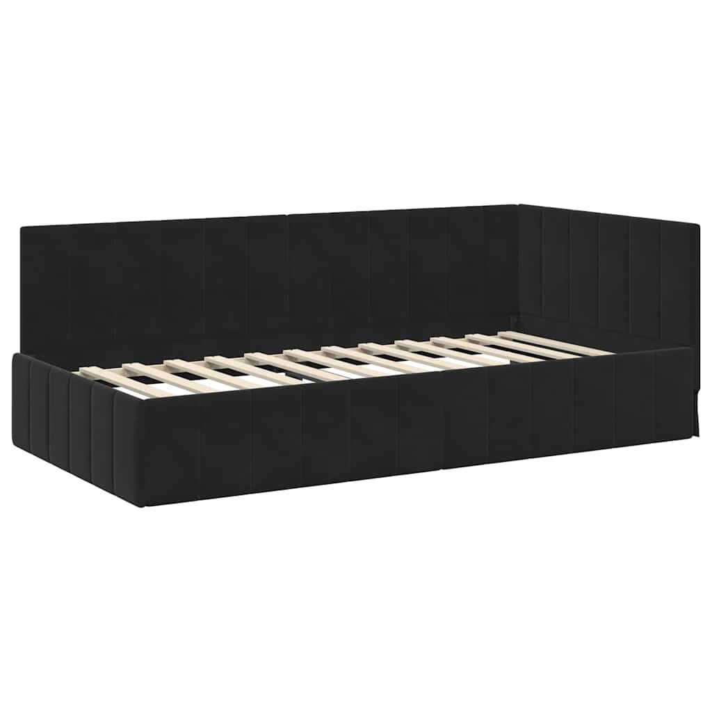 Hoekbedframe met Matras met hoofdeinde 2 pcs Zwart Fluweel