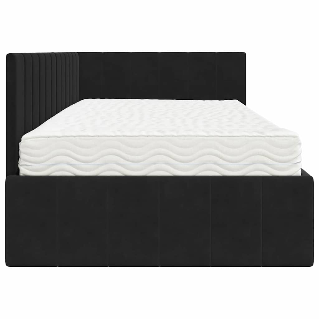 Hoekbedframe met Matras met hoofdeinde 2 pcs Zwart Fluweel