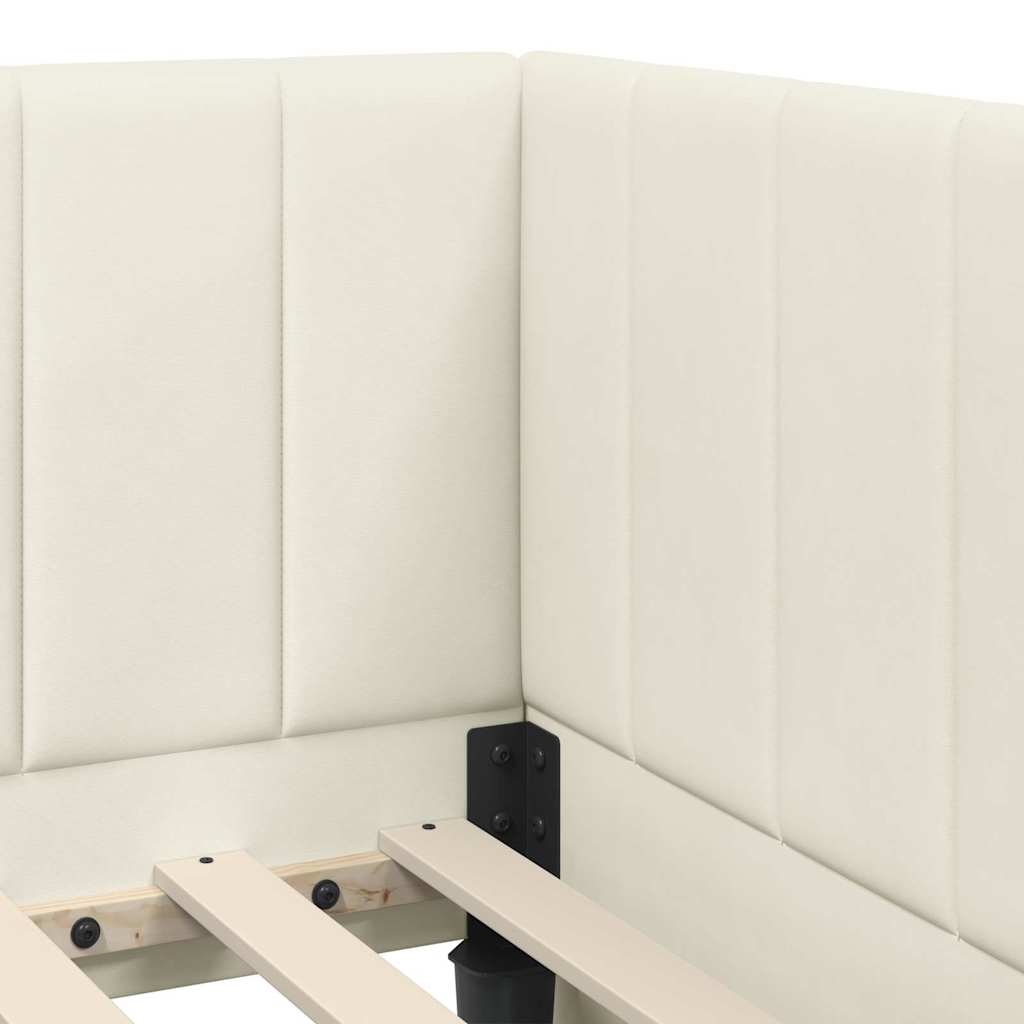 Hoekbedframe met Matras met hoofdeinde 2 pcs Crème Fluweel is nu te koop bij PeponiXL, paradijselijk wonen!