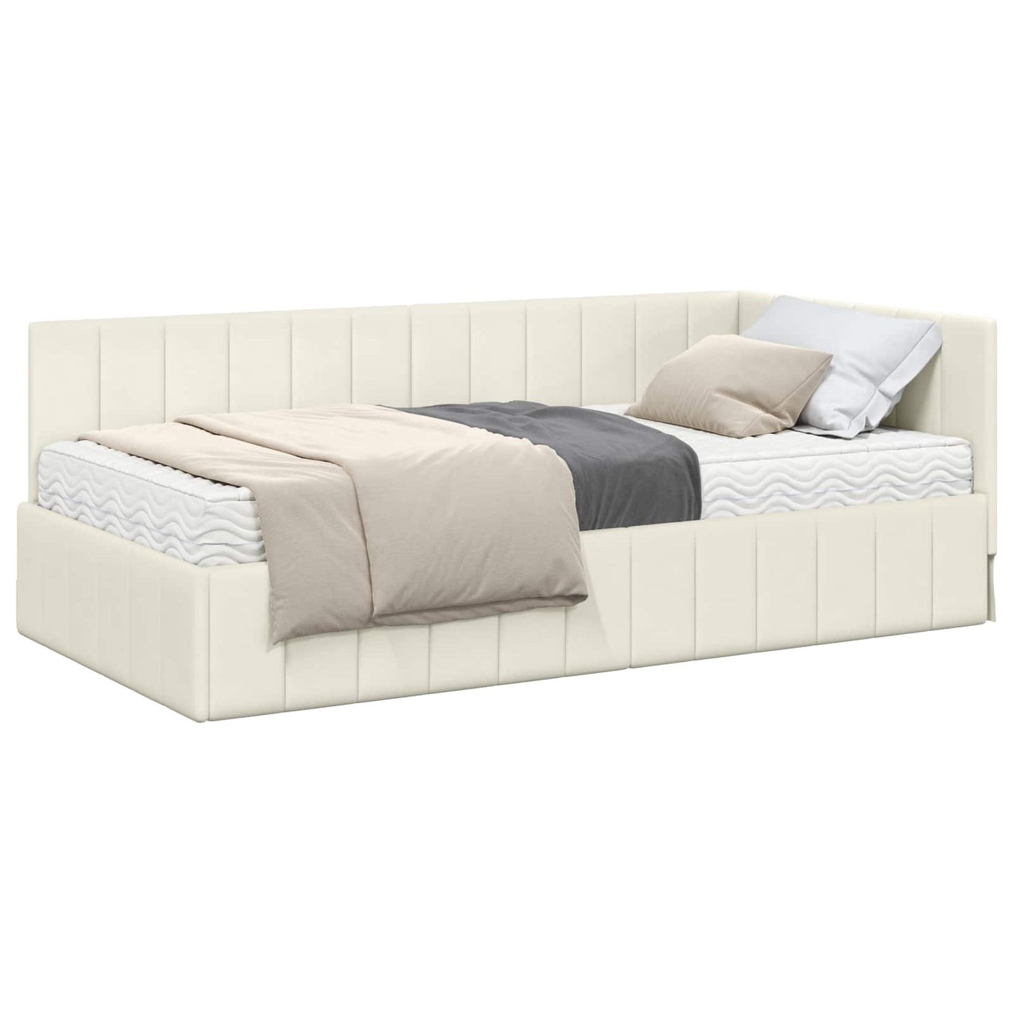 Hoekbedframe met Matras met hoofdeinde 2 pcs Crème Fluweel is nu te koop bij PeponiXL, paradijselijk wonen!