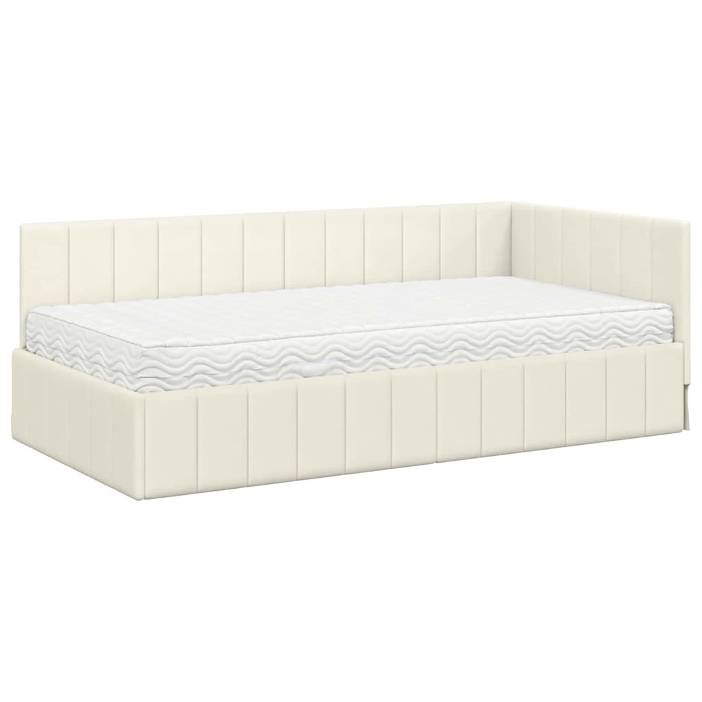 Hoekbedframe met Matras met hoofdeinde 2 pcs Crème Fluweel is nu te koop bij PeponiXL, paradijselijk wonen!