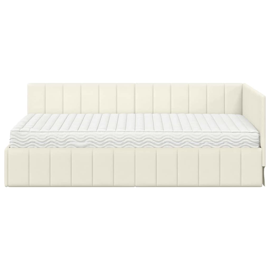 Hoekbedframe met Matras met hoofdeinde 2 pcs Crème Fluweel is nu te koop bij PeponiXL, paradijselijk wonen!