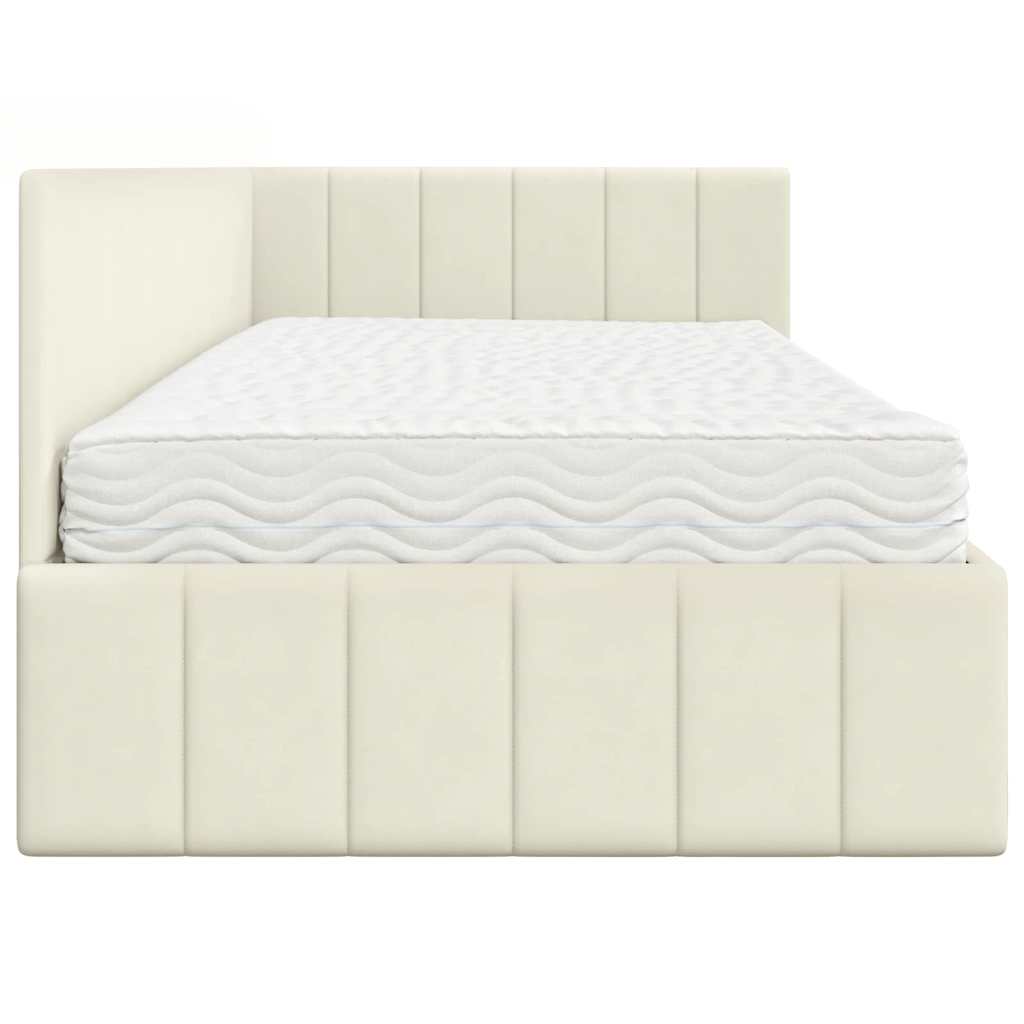Hoekbedframe met Matras met hoofdeinde 2 pcs Crème Fluweel is nu te koop bij PeponiXL, paradijselijk wonen!