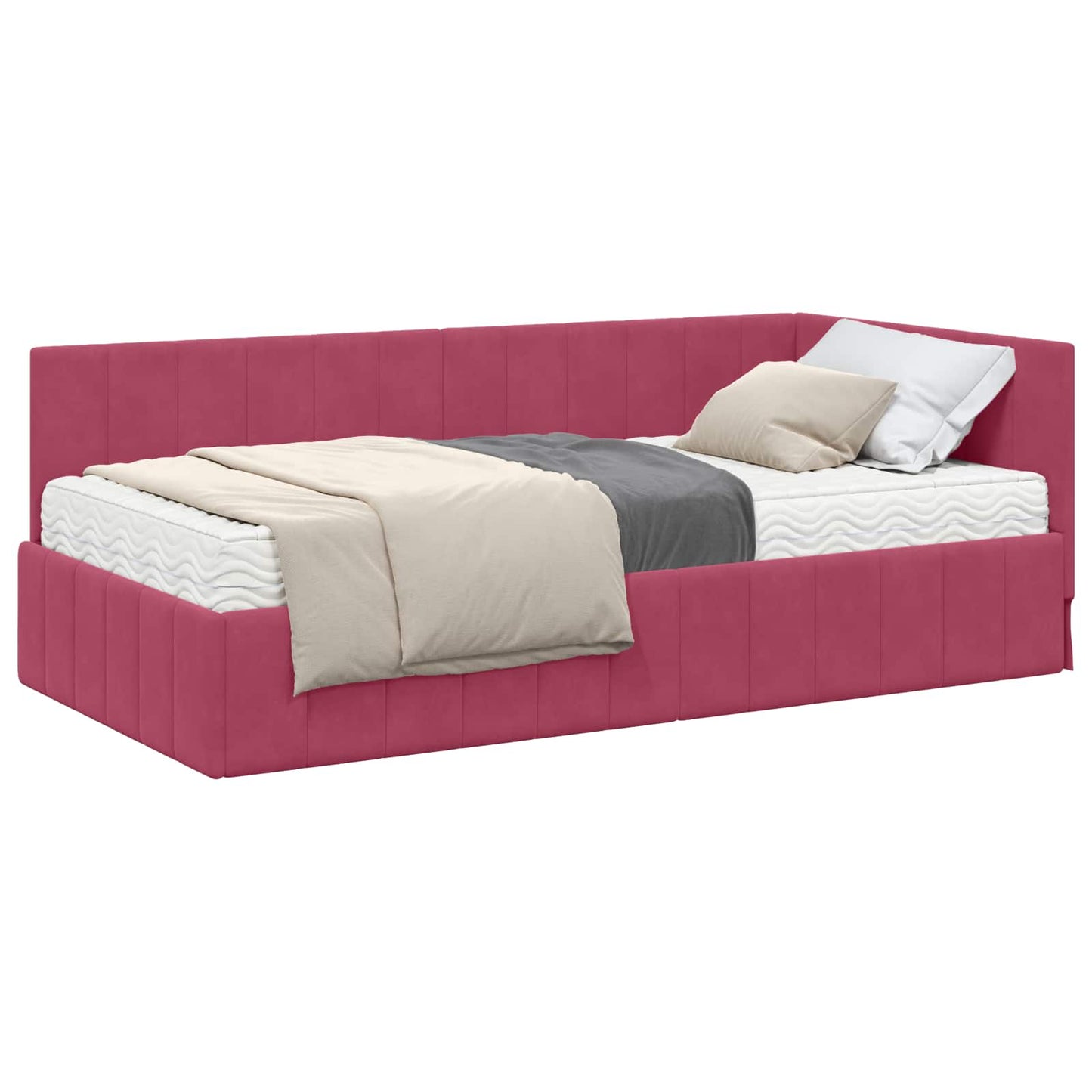 Hoekbedframe met Matras met matras 2 pcs Groen Fluweel is nu te koop bij PeponiXL, paradijselijk wonen!
