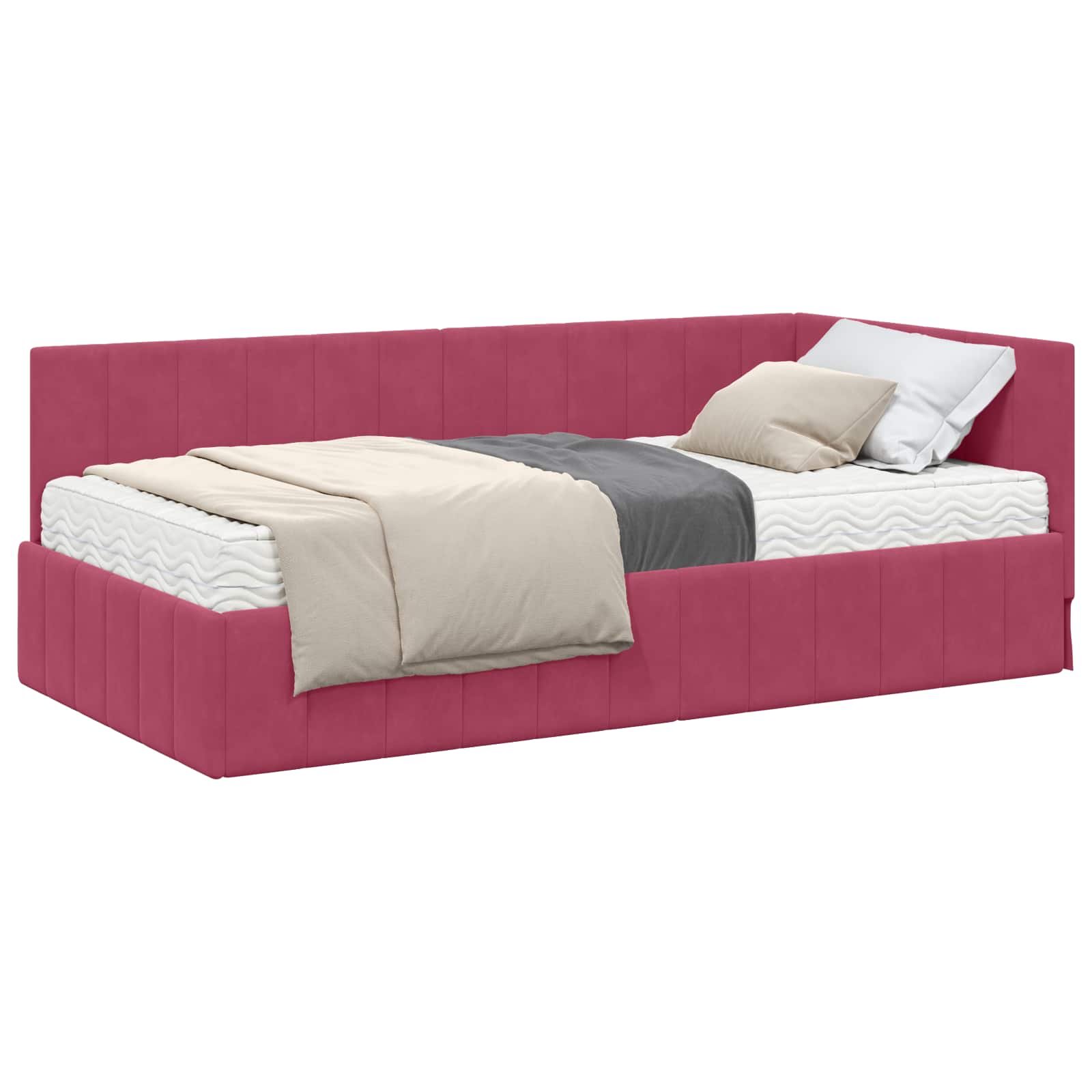 Hoekbedframe met Matras met matras 2 pcs Groen Fluweel is nu te koop bij PeponiXL, paradijselijk wonen!