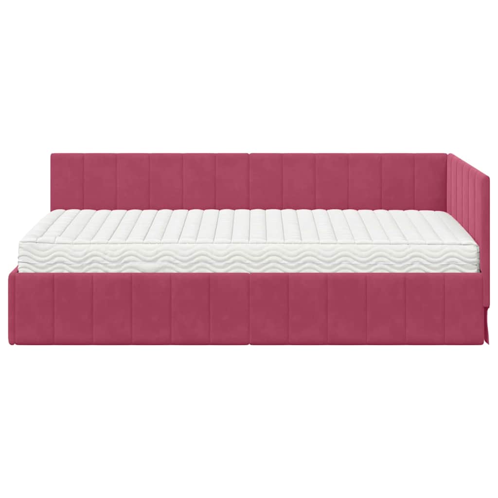 Hoekbedframe met Matras met matras 2 pcs Groen Fluweel is nu te koop bij PeponiXL, paradijselijk wonen!