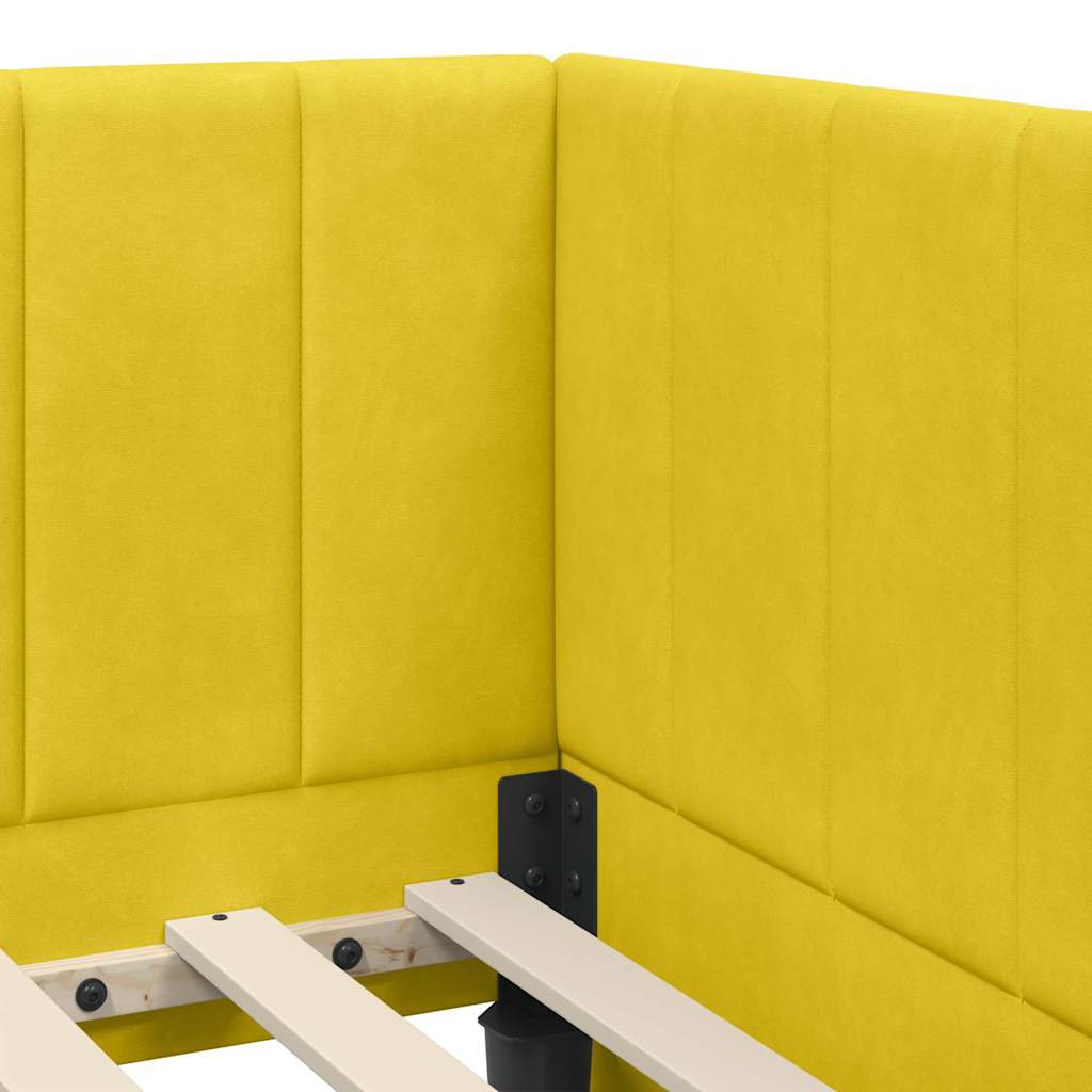 Hoekbedframe met Matras met hoofdeinde 2 pcs Geel Fluweel is nu te koop bij PeponiXL, paradijselijk wonen!