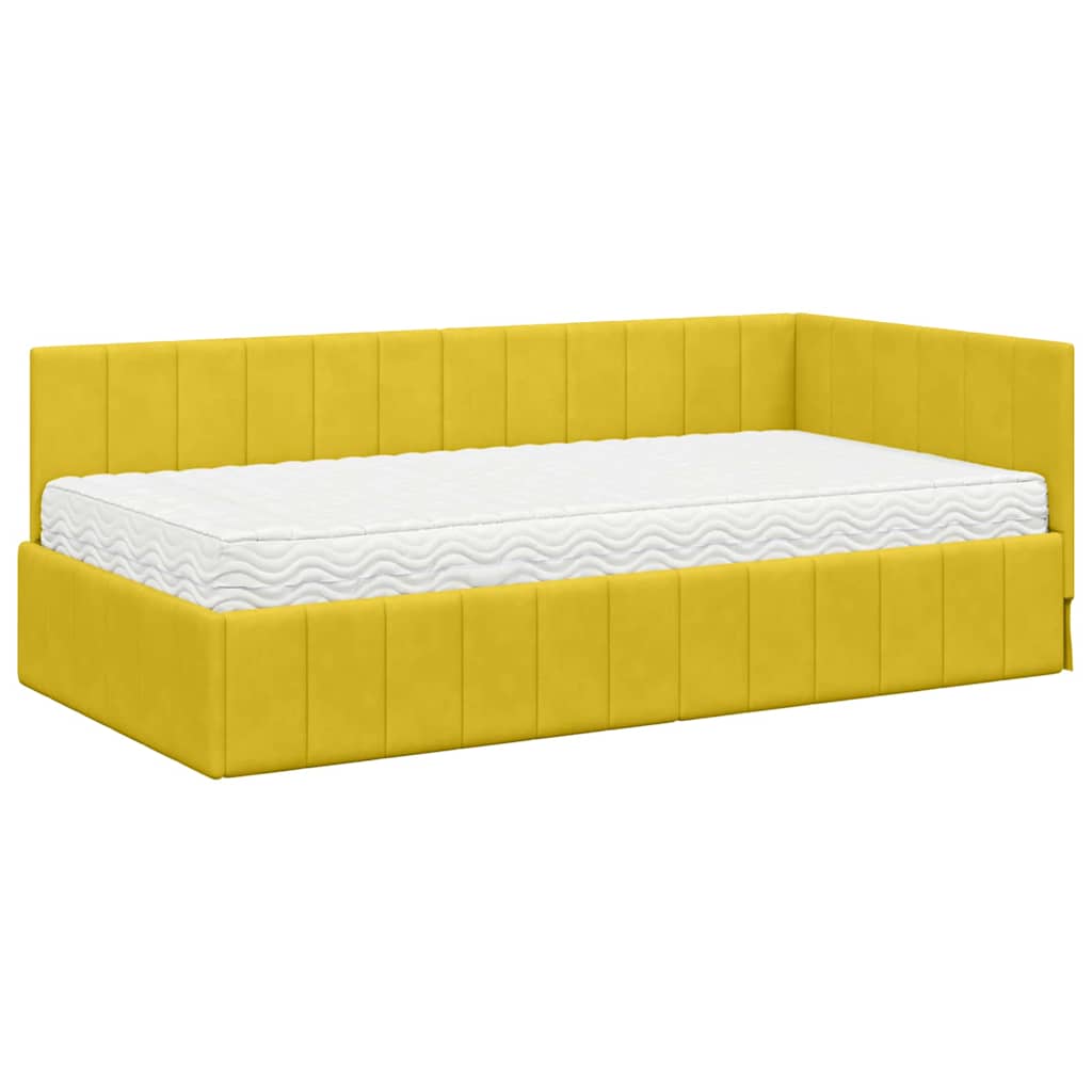 Hoekbedframe met Matras met hoofdeinde 2 pcs Geel Fluweel is nu te koop bij PeponiXL, paradijselijk wonen!