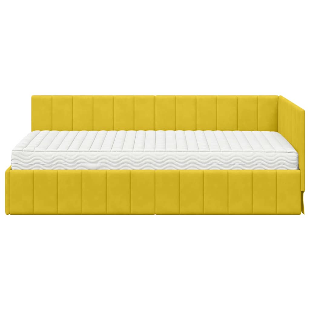 Hoekbedframe met Matras met hoofdeinde 2 pcs Geel Fluweel is nu te koop bij PeponiXL, paradijselijk wonen!