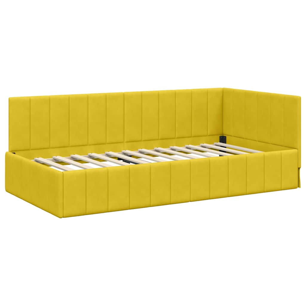 Hoekbedframe met Matras met hoofdeinde 2 pcs Geel Fluweel is nu te koop bij PeponiXL, paradijselijk wonen!