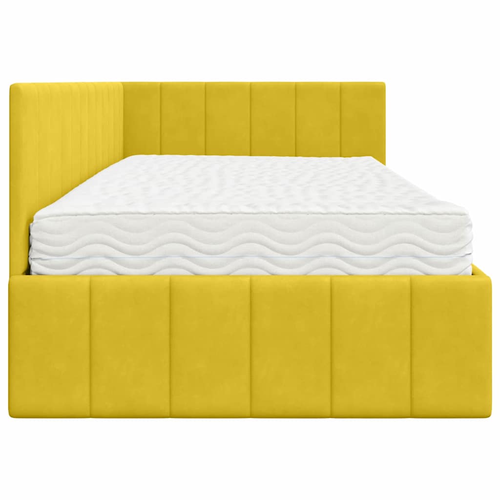 Hoekbedframe met Matras met hoofdeinde 2 pcs Geel Fluweel is nu te koop bij PeponiXL, paradijselijk wonen!