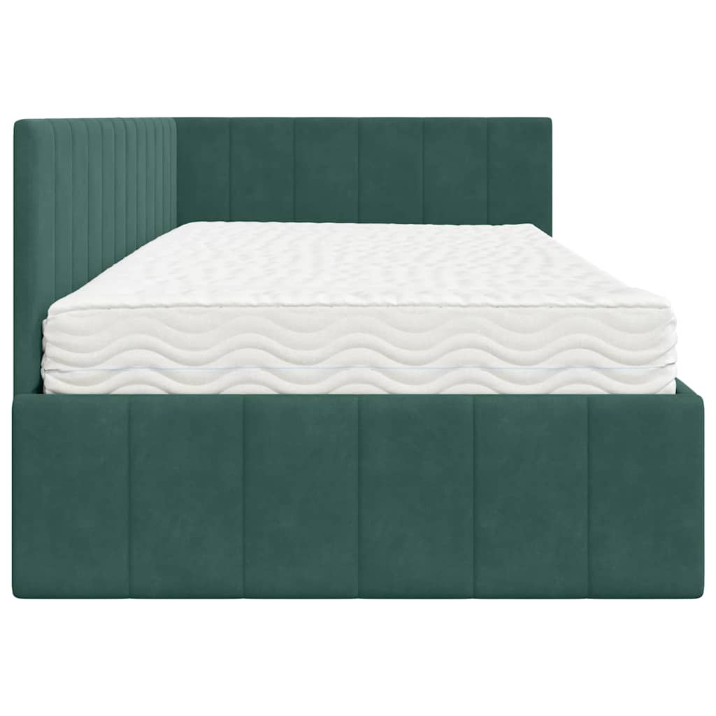 Hoekbedframe met Matras met matras 2 pcs Groen Fluweel is nu te koop bij PeponiXL, paradijselijk wonen!