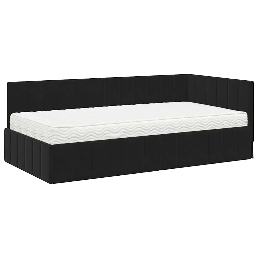 Hoekbedframe met Matras met matras 2 pcs Zwart Fluweel is nu te koop bij PeponiXL, paradijselijk wonen!