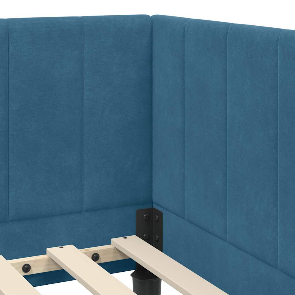 Hoekbedframe met Matras met hoofdeinde 2 pcs Blauw Fluweel is nu te koop bij PeponiXL, paradijselijk wonen!