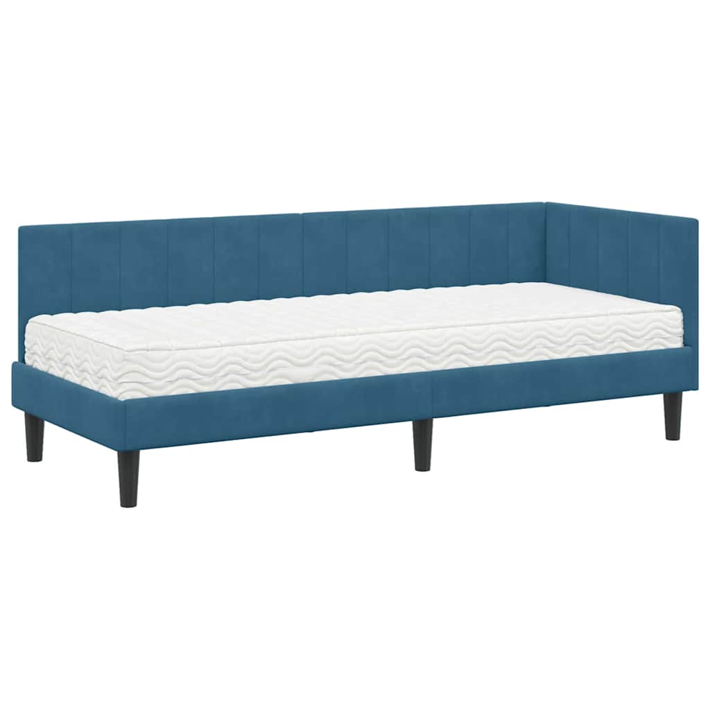Hoekbedframe met Matras met hoofdeinde 2 pcs Blauw Fluweel is nu te koop bij PeponiXL, paradijselijk wonen!