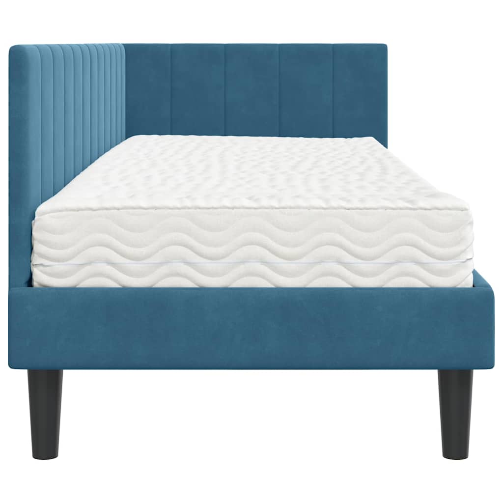 Hoekbedframe met Matras met hoofdeinde 2 pcs Blauw Fluweel is nu te koop bij PeponiXL, paradijselijk wonen!